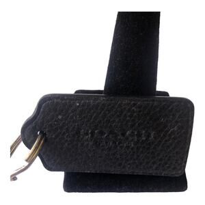 Vintage Coach Imprinted “Coach New York” Black Leather Silver Ring Keychain